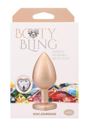Booty Bling Heart Diamond Jeweled Wearable Metal Plug - Gold/Metal - Large